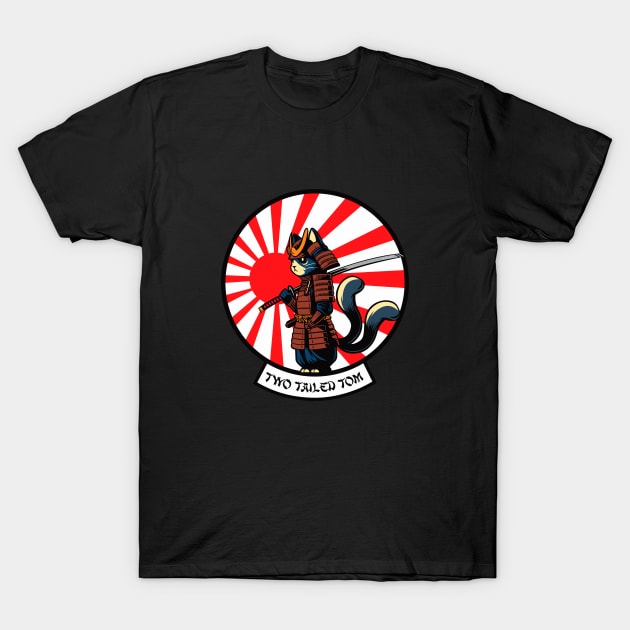 Two Tailed Tom - Samurai Rising  Sun Flag T-Shirt by Two Tailed Tom